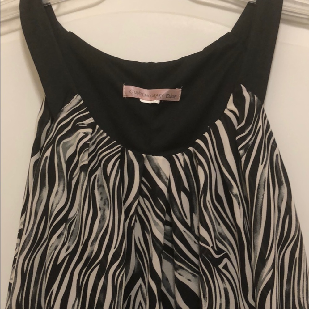 Sleeveless Zebra Print Swing Top